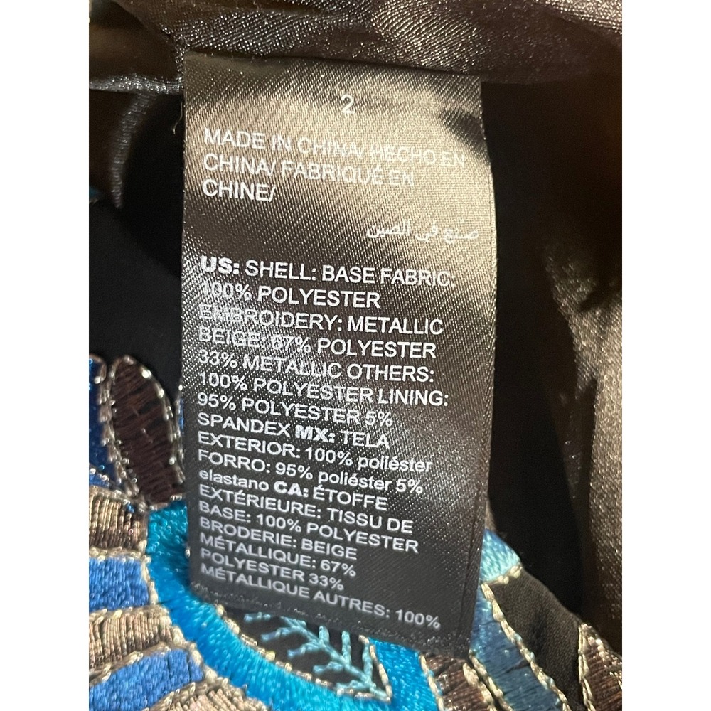 White House Black Market NWT Metallic Embroidered Sheath Dress 2 XS Blue Silver - Picture 11 of 13